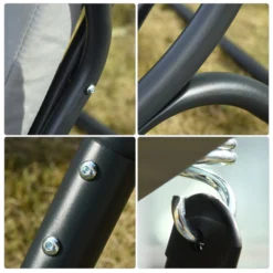 Outsunny Canopy Swing 2 Separate Relax Chairs W/ Handrails And Removable Canopy Grey -Günstiges Grün Ecke Geschäft Sl045517dc265fa29