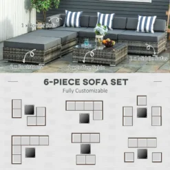 Outsunny Rattan Furniture Sofa Set - Grey -Günstiges Grün Ecke Geschäft SnFb10186540efe9f jpg