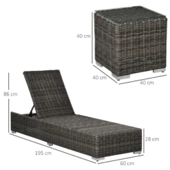 Outsunny 2 Seater Adjustable PE Rattan Wicker Lounge Set Half-Round Wicker Recliner Bed -Günstiges Grün Ecke Geschäft Soaa1217eecc28ebe