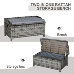 Outsunny Rattan Storage Bench Grey -Günstiges Grün Ecke Geschäft SvUa0917eecc29dcc