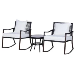 Outsunny-Rattan Rocking Chair Set