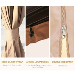 Outsunny Hardtop Gazebo With Curtains 3 X 4m - Brown -Günstiges Grün Ecke Geschäft TJn5471893f17a563 jpg