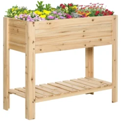 Outsunny Wooden Raised Plant Stand 100 X 40 X 84cm