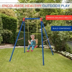 Outsunny Metal Children's Garden Swing 3-8 Years Old Blue -Günstiges Grün Ecke Geschäft ThV05017dc22f0b43 jpg