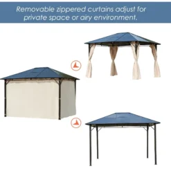 Outsunny Hardtop Gazebo 3.6m X 3m - Brown -Günstiges Grün Ecke Geschäft TxCa0217e9069b33f jpg