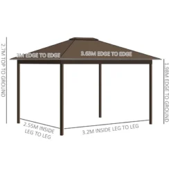 Outsunny Hardtop Gazebo With Curtains 3.6 X 3m - Brown -Günstiges Grün Ecke Geschäft U5ya1218141203190 jpg