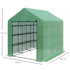 Outsunny Poly Tunnel Wallk-in Greenhouse Cover Shelves Garden Plant House 8ft X 6ft X 7ft -Günstiges Grün Ecke Geschäft UGMa1217edc60a6b4
