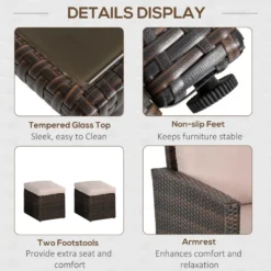 Outsunny Rattan Sofa Sets With Footstool - Brown -Günstiges Grün Ecke Geschäft UIKb101818b352c20 jpg