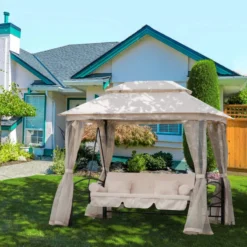 Outsunny Gazebo Swing Chair Bed - Beige -Günstiges Grün Ecke Geschäft Udu90f1859ab65c84 jpg