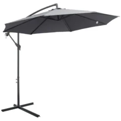 Outsunny Garden Banana Parasol With Cantilever Umbrella 3m - Grey