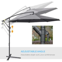 Outsunny Garden Banana Parasol With Cantilever Umbrella 3m - Grey -Günstiges Grün Ecke Geschäft Untitleddesign 2 233f2dea 301a 44d7 9e0f c64a241ac8e0