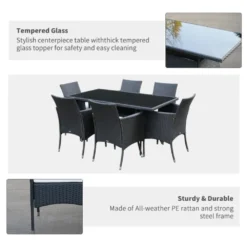 Outsunny Rattan Garden Furniture Dining Set 7 Piece - Black -Günstiges Grün Ecke Geschäft Untitleddesign 2 5e265d91 7969 40a5 ae1f b04d341952c5