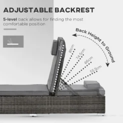 Outsunny 2 Seater Adjustable PE Rattan Wicker Lounge Set Half-Round Wicker Recliner Bed -Günstiges Grün Ecke Geschäft V3aa0917eecc28ebe