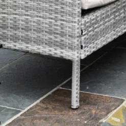 Outsunny Rattan Sofa Set With Coffee Table & Footstools - Grey -Günstiges Grün Ecke Geschäft Vkyeb117fb69be7a3 JPG