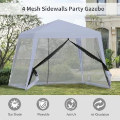 Outsunny 3 X 3 Meter Outdoor Gazebo Garden Canopy Tent Sun Shade Event Shelter With Mesh Screen Side Walls, Grey -Günstiges Grün Ecke Geschäft Vo4a2a17dc2415e89 2e07405b bad3 4f3b 81ba 5fc75984d4cf