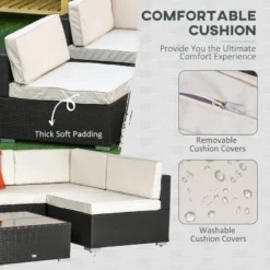 Outsunny Outdoor Rattan Furniture Sectional Sofa Set 7 Piece - Brown & Cream -Günstiges Grün Ecke Geschäft Wk2b1018679011d9d jpg