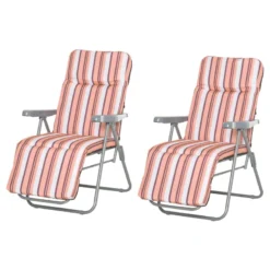 Outsunny Sun Loungers Set Folding - Orange/Brown