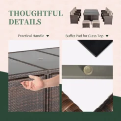 Outsunny Rattan Dining Set 10 Seater - Brown -Günstiges Grün Ecke Geschäft WqC7561818b1fdb68 jpg