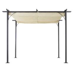Outsunny Outdoor Metal Pergola With Retractable Awning Canopy 3x3m - Beige -Günstiges Grün Ecke Geschäft WxL3d618379073ae7 jpg