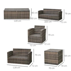Outsunny Rattan Sofa Set Furniture With Storage - Brown -Günstiges Grün Ecke Geschäft XAia1217eecc28f16 jpg