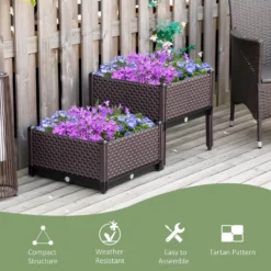 Outsunny 2-Piece Raised Garden Bed Planter Box Brown -Günstiges Grün Ecke Geschäft XIIb1017edc659cf3 a191c84c 25fa 44db b539 e2cd061354ab
