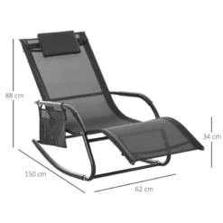 Outsunny Lounger Rocking Chair - Black -Günstiges Grün Ecke Geschäft Xkda1217f68a05e30 jpg