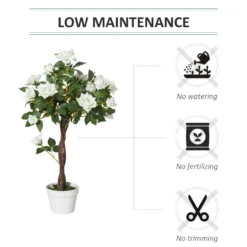 Outsunny Artificial Rose Tree And Planter For Indoor & Outdoor Use - White And Green -Günstiges Grün Ecke Geschäft Xkob101818a89bdf8 jpg