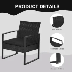 Outsunny Rattan Bistro Set - Black -Günstiges Grün Ecke Geschäft Xoy75617eecc2a2c3 jpg