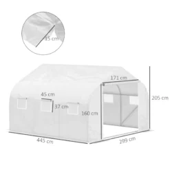 Outsunny Greenhouse Polytunnel 4.5 X 3 X 2m - White -Günstiges Grün Ecke Geschäft Xqca1218889824dcd jpg