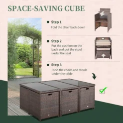 Outsunny Rattan Dining Set 10 Seater - Brown -Günstiges Grün Ecke Geschäft YVsa091818b1fdb67 jpg