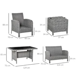 Outsunny Rattan Dining Furniture Set 6 Seater- Grey -Günstiges Grün Ecke Geschäft YaYa12188ff9589eb jpg
