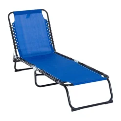 Outsunny Sun Lounger With Pillow - Blue