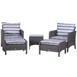 Outsunny Outdoor Rattan 2 Seater With Footstools - Dark Grey -Günstiges Grün Ecke Geschäft Ytpdaa17eecc299ca jpg