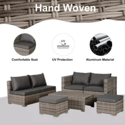 Outsunny Rattan Sofa Set 6 Seater 8 Piece - Grey -Günstiges Grün Ecke Geschäft YwB88c17eecc294bf jpg