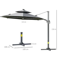 Outsunny Cantilever Banana Parasol With Solar Lights 3m - Dark Grey -Günstiges Grün Ecke Geschäft Zh0a121813d1402d2 jpg
