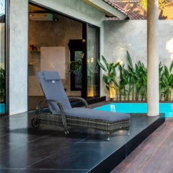 Outsunny Rattan Sun Lounger W/ Cushion - Grey -Günstiges Grün Ecke Geschäft Zow90f1882ce6277a jpg