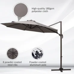 Outsunny Cantilever Banana Parasol 4m - Grey -Günstiges Grün Ecke Geschäft aCtb1018138b3856f jpg