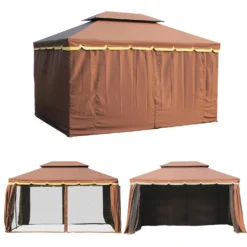 Outsunny Garden Gazebo - Brown -Günstiges Grün Ecke Geschäft b1l12417dc39d3c68
