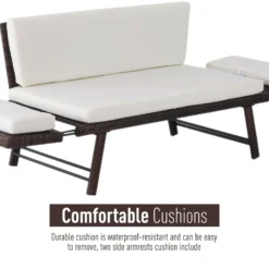 Outsunny 2 In 1 Rattan Folding Daybed Sofa Bench Bench With Cushion Outdoor - Brown -Günstiges Grün Ecke Geschäft b5Za0917eecc29e3f 3ae73a05 eb82 4a20 91f2 3f166aaff2e2