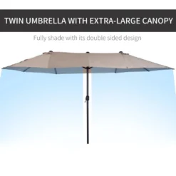 Outsunny 4.6m Double-Sided Patio Parasol Sun Umbrella-Tan -Günstiges Grün Ecke Geschäft bNTa091814c0aff52 jpg