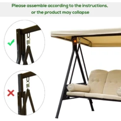 Outsunny Swing Seat 3 Seater - Beige -Günstiges Grün Ecke Geschäft c6zdf81859abe104f jpg