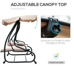 Outsunny 2-in-1 Garden Swing Chair - Light Brown -Günstiges Grün Ecke Geschäft cPub10188fbaaea2c jpg