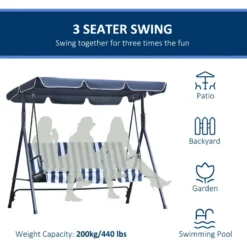 Outsunny Swing Seat 3 Seater - Blue -Günstiges Grün Ecke Geschäft d3h7561859f793a9d jpg