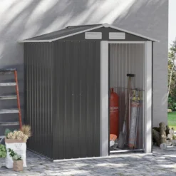 Outsunny Metal Storage Shed With Sliding Door 5ft X 4.3ft - Grey -Günstiges Grün Ecke Geschäft doV90f18025dd5172 jpg