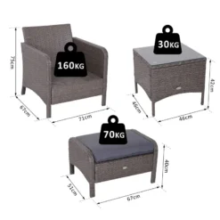Outsunny Rattan 2 Seater Set With Footstools And Side Table - Dark Grey -Günstiges Grün Ecke Geschäft eFea1217eecc299a0 jpg