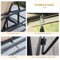 Outsunny 3 Seater Swing Chair 3-in-1 Convertible Garden Swing Seat Bed Gazebo Patio Bench Outdoor With Double Tier Canopy, Cushioned Seat, Mesh Sidewalls, Beige -Günstiges Grün Ecke Geschäft eKx7be17dc4c2349d