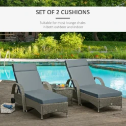 Outsunny Set Of 2 Lounger Cushions - Dark Grey -Günstiges Grün Ecke Geschäft ebma09186cc9c13d1 jpg
