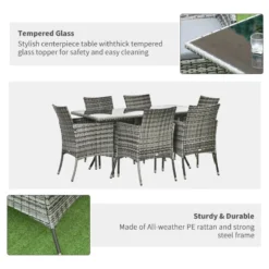 Outsunny 7pc Rattan Garden Furniture Dining Set Wicker Patio Conservatory Seater -Günstiges Grün Ecke Geschäft eeUb1017eecc2921c jpg