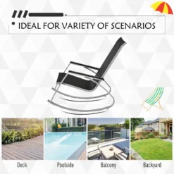 Outsunny Rocking Chair Sun Lounger Garden Seat Patio High Back Texteline Black -Günstiges Grün Ecke Geschäft f2xb3e17dc39d449c