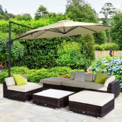 Outsunny 6 PC Rattan Sofa Coffee Table Set Sectional Wicker Weave Furniture For Garden Outdoor Conservatory W/ Pillow Cushion- Brown -Günstiges Grün Ecke Geschäft fEh90f1821a262f6d jpg